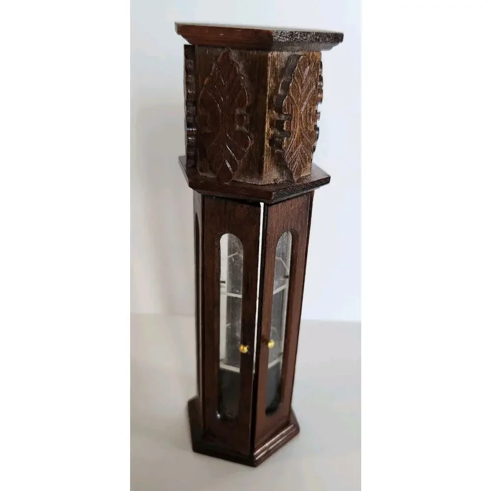 Vintage Miniature Hexagon Wooden Dollhouse China Cabinet 6